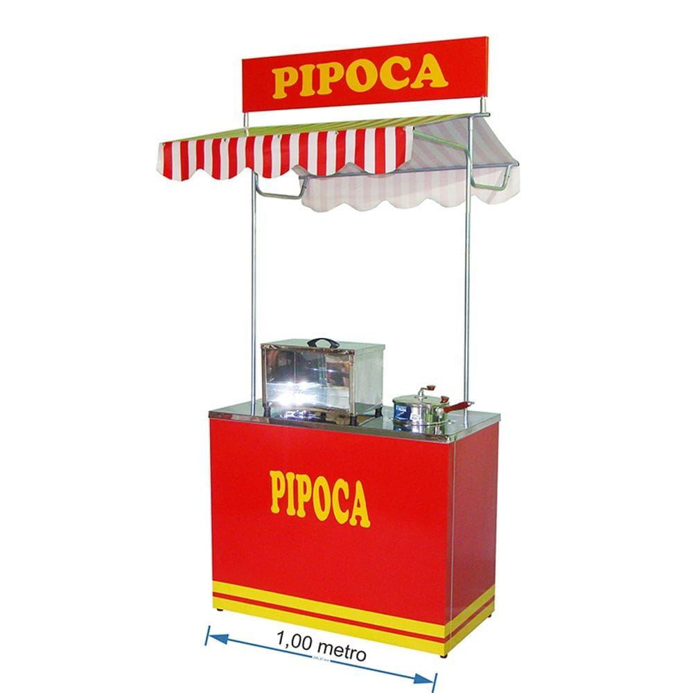 Barraca de pipoca com a caixa inox e panela pipoqueira Mod 3003