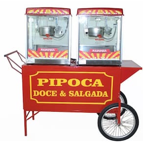 Carrinho de pipoca retrô com 2 maquinas pipoqueiras elétrica juntas - Mod 4285