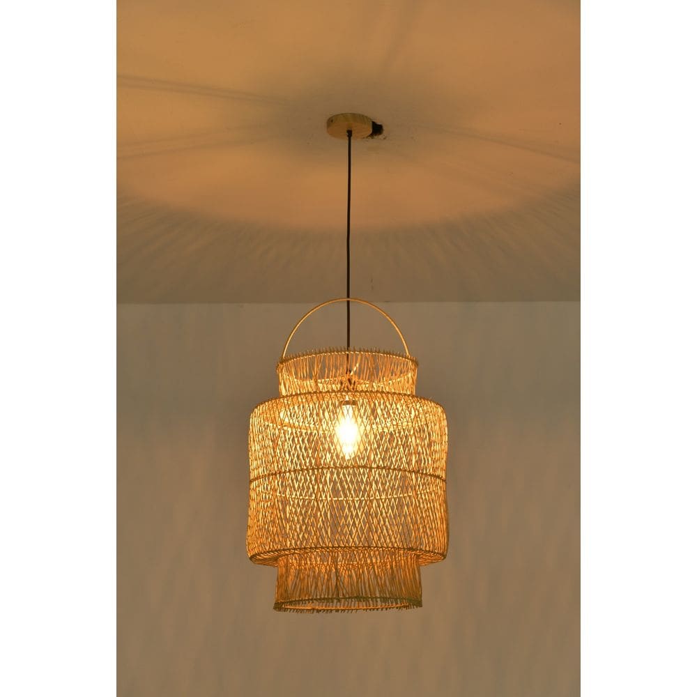Pendente Ôtaki 40X50cm Rattan - 3 Metros De Cabo