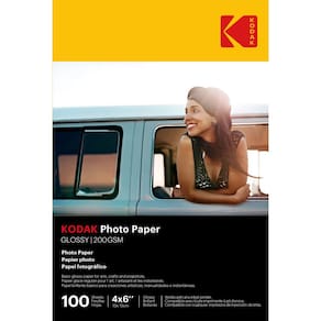 Papel fotográfico KODAK Glossy 4x6 100 folhas 200 g/m2 52 lb