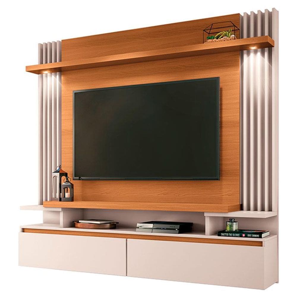 Painel para TV Home Suspenso Brasil Cinamomo Off White – HB Móveis
