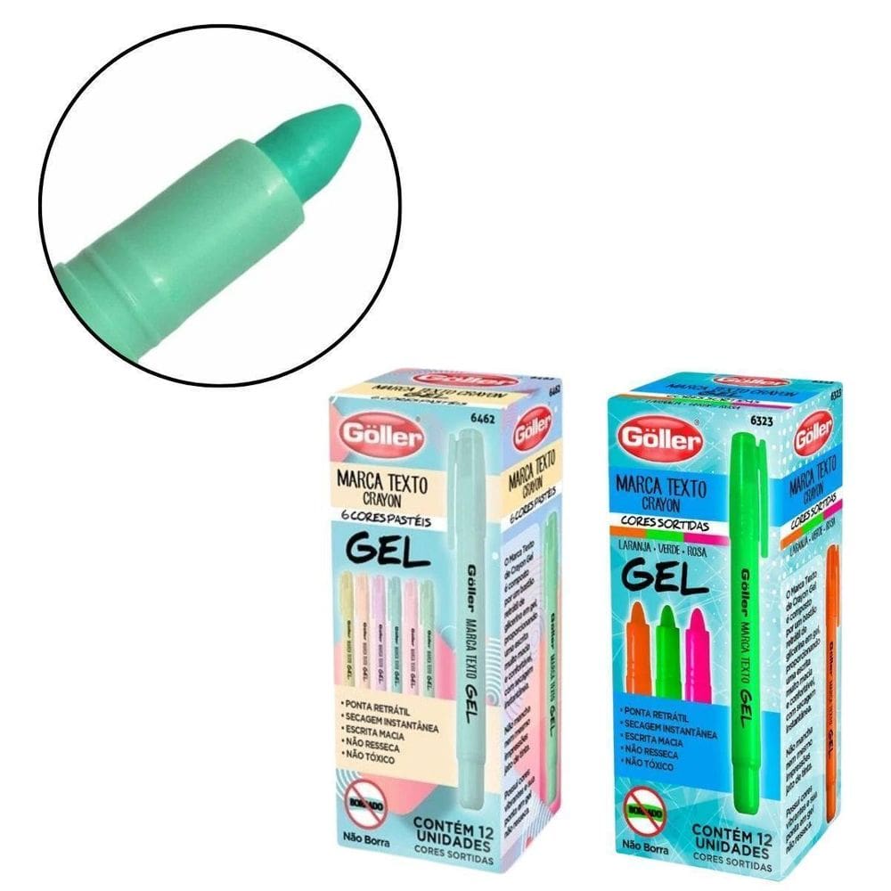 1 Marca Texto Goller Crayon Gel Tom Neon Não Mancha Ótimo