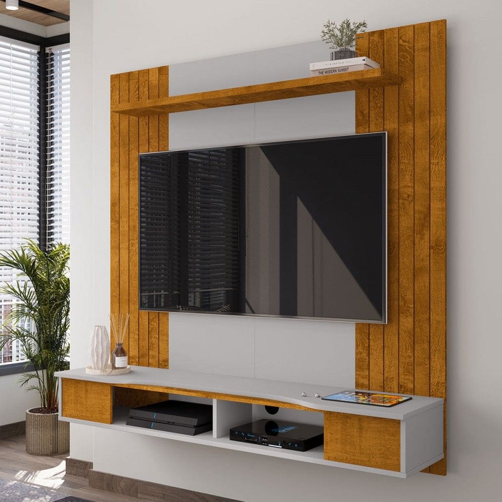 Painel para TV Até 55 Polegadas Ipanema 1 Prateleira Naturallle/Off White - Móveis Bechara