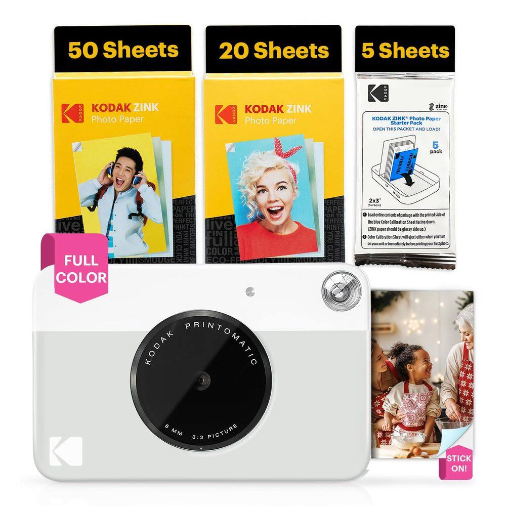Câmera digital KODAK Printomatic 5MP com pacote de 75 folhas - cinza