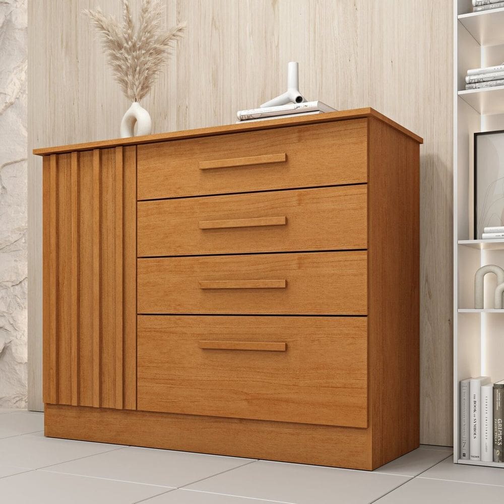Cômoda 4 Gavetas 104cm Ripada Nova York Cinamomo/Cinamomo