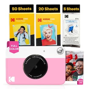 Câmera digital KODAK Printomatic 5MP com pacote de 75 folhas - rosa