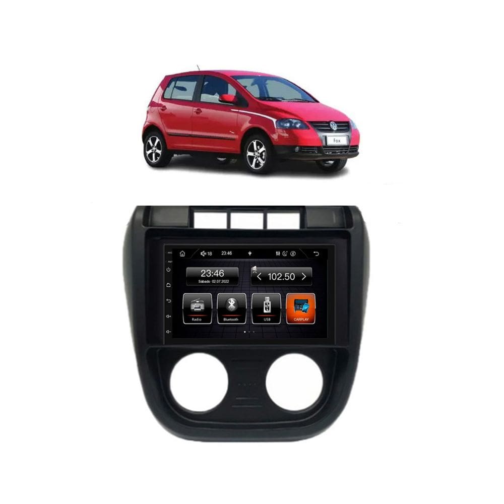 Kit Multimídia Fox CrossFox 2003 / 2009 7 Pol CarPlay AndroidAuto USB BT - Roadstar 708BR