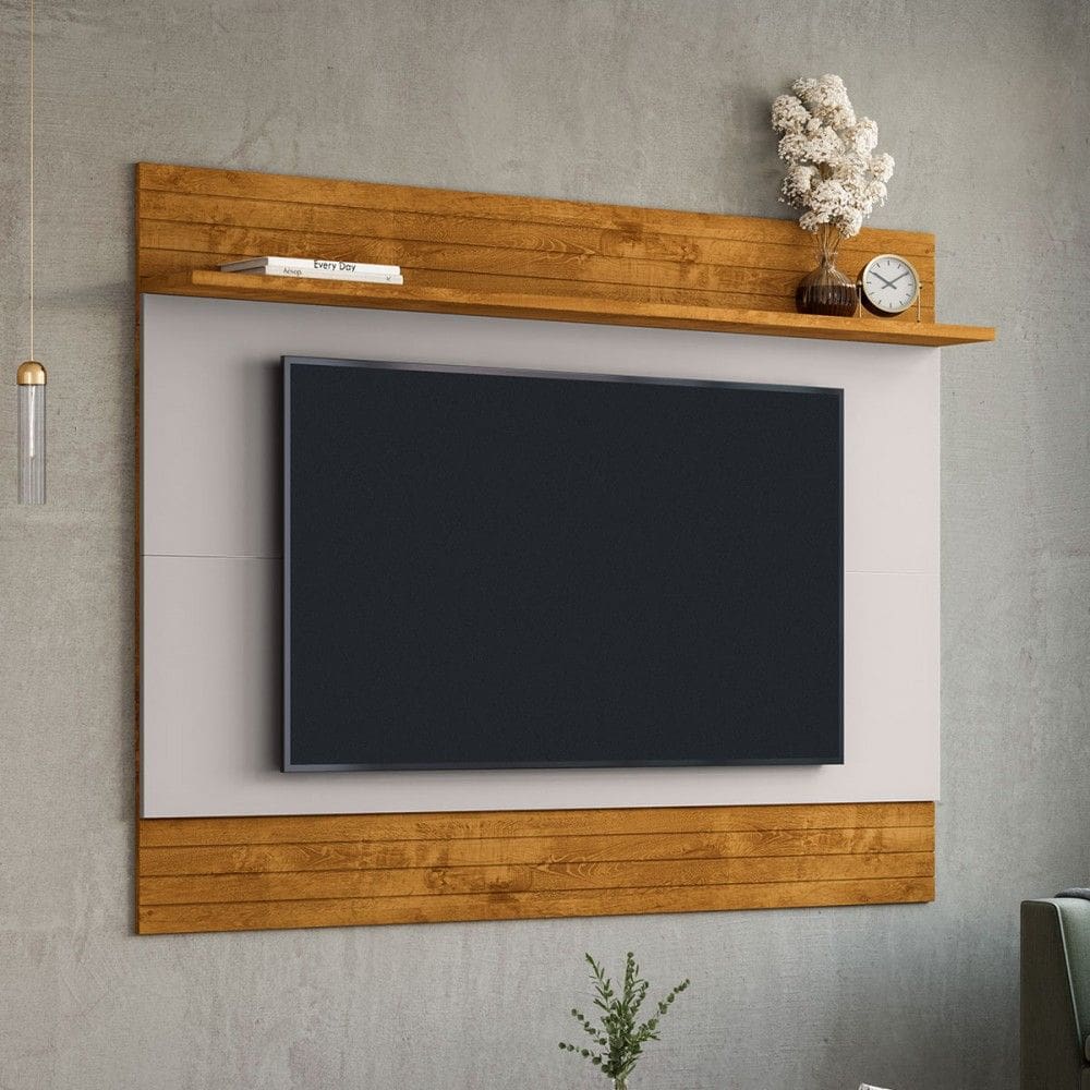 Painel para TV Até 75 Polegadas Icaraí 1 Prateleira Naturallle/Off White - Móveis Bechara