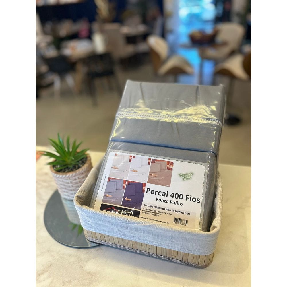 Jogo de Lençol 3 Peças Quenn Percal 400 fios