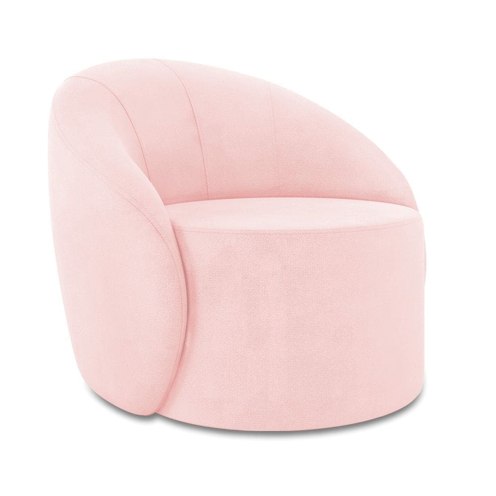 Poltrona Decorativa Orgânica Lua Suede Rosa Bebê D03 - D`Rossi