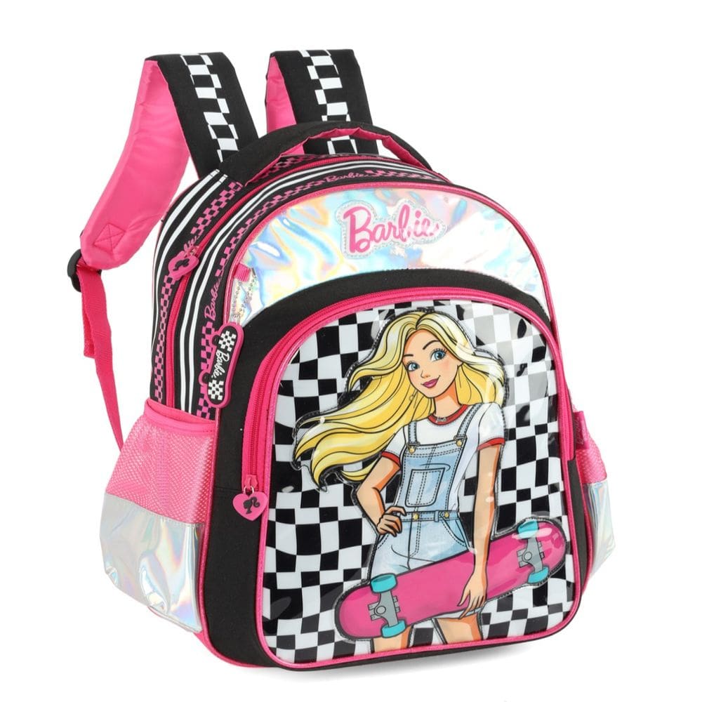 Mochila Bolsa De Costas Feminina Menina Barbie Com Skate