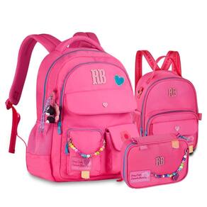 Kit Mochila Rebecca Bonbon Color Pop Miçangas + Lancheira e Estojo Rosa