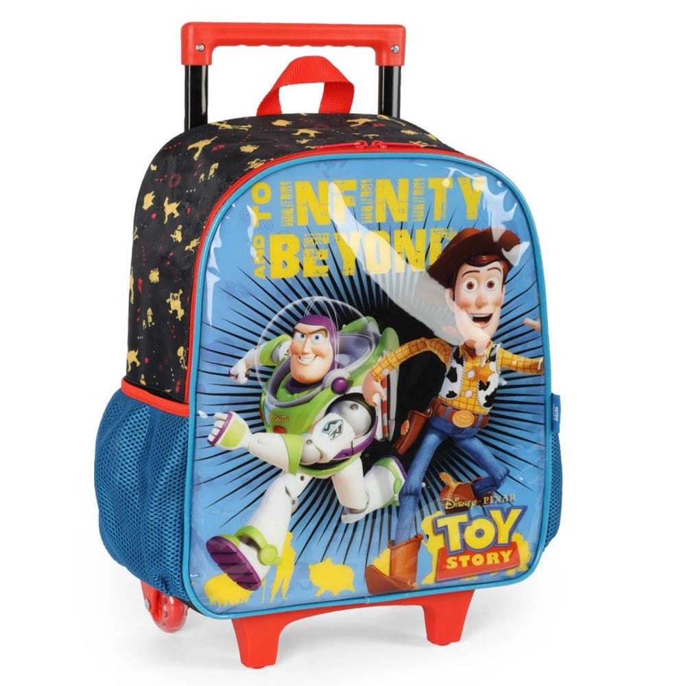 Mochila Escolar Infantil De Rodinhas Toy Story Azul Woody