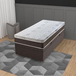 Cama Box Baú Solteiro 88cm Molas Ensacadas Suede Genebra Umaflex