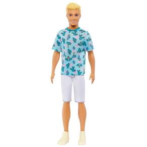 Boneca moderna Barbie Fashionistas Ken #211 com camiseta azul cactus