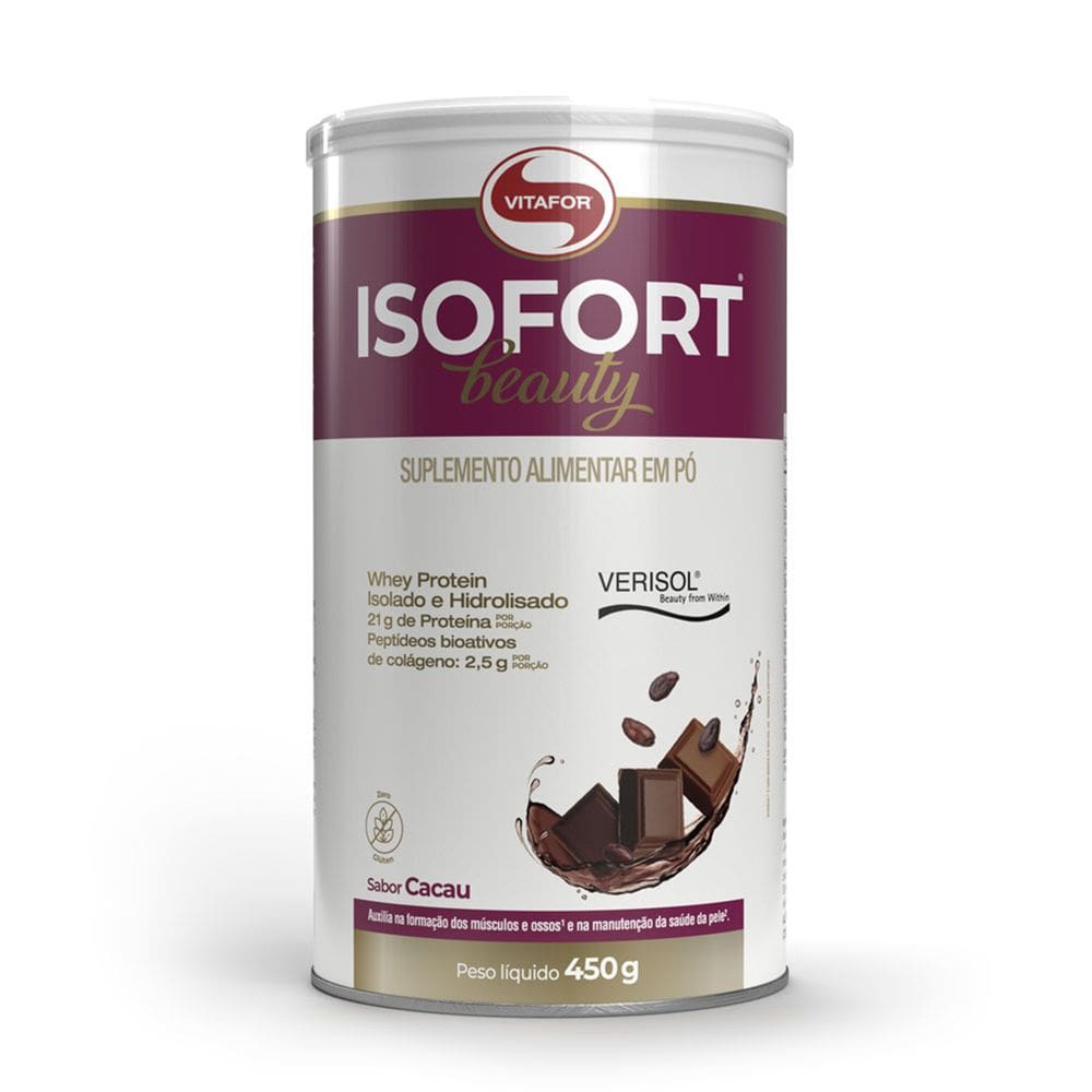 Whey Protein Isolado e hidrolisado Isofort Beauty (450g) Vitafor