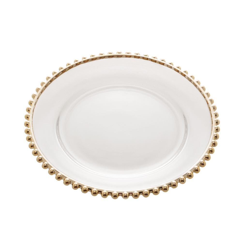 Prato Raso de Cristal com Borda Dourada Pearl 28cm - Wolff