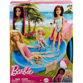 Boneca Barbie - Kit Piscina Glam e Boneca com Maio Verde e Acessorios MATTEL