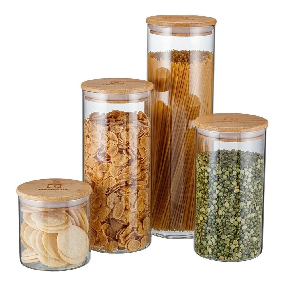 Potes De Vidro Hermeticos Tampa Bambu 4 Unid Electrolux
