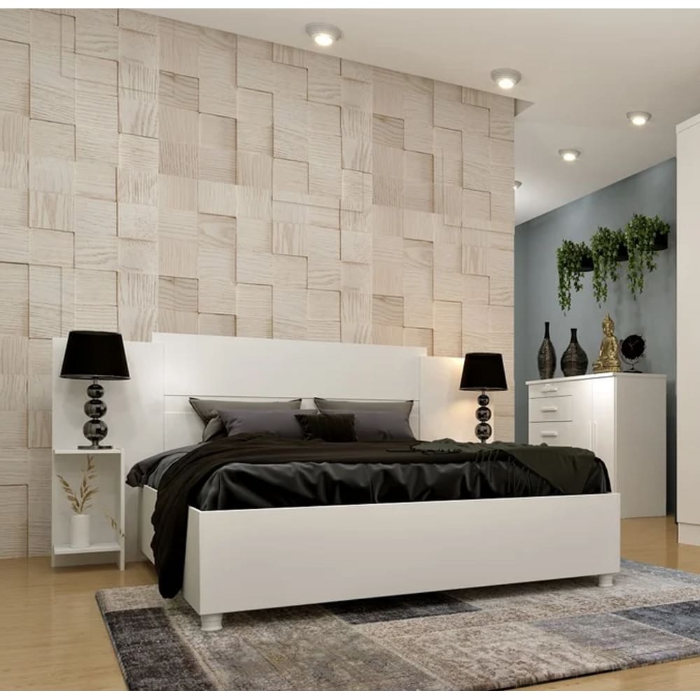 Painel Box Casal Arizona - Tcil Móveis - Neve