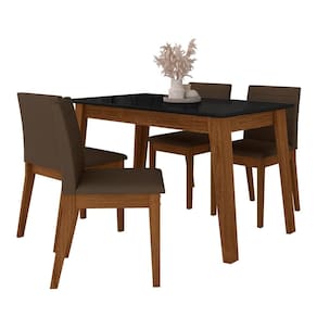 Mesa Com 4 Cadeiras 1,36 Austin Freijó/preto/marrom - M.a