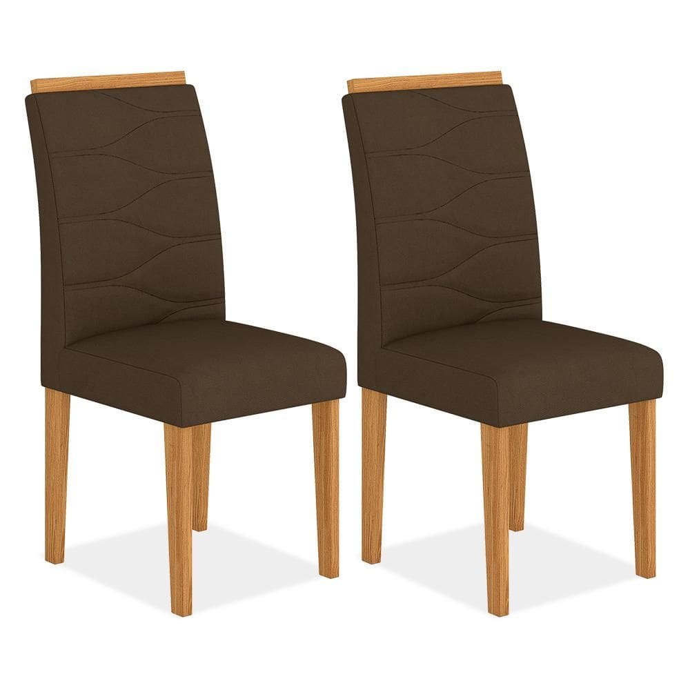 Kit 2 Cadeiras Estofadas Vitória Cinamomo/marrom - Móveis Arapongas