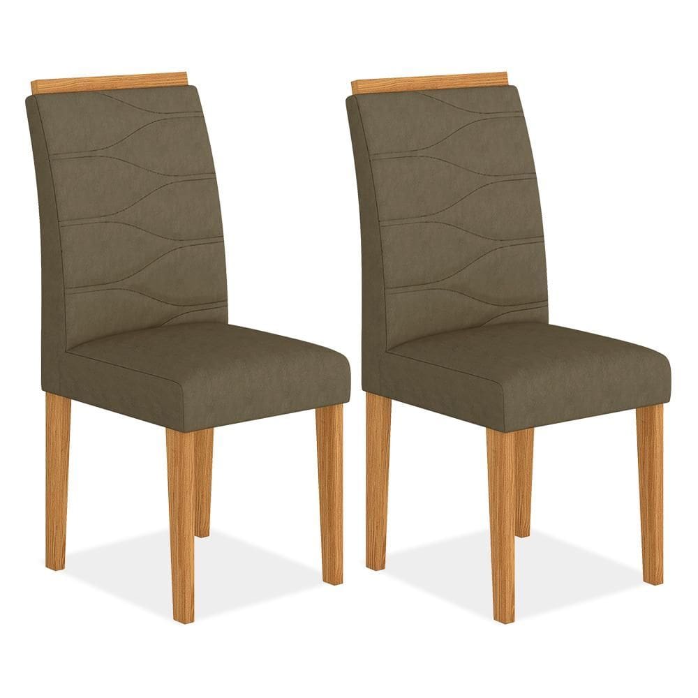 Kit 2 Cadeiras Estofadas Vitória Cinamomo/capuccino - Móveis Arapongas