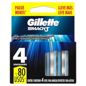 Carga para Aparelho de Barbear Gillette Mach3 Leve 4 Pague 3