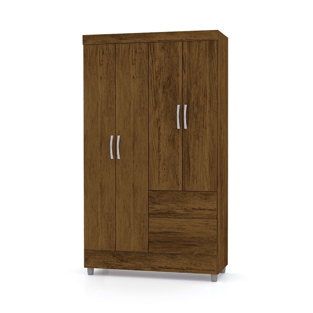 Guarda Roupa Solteiro 4 Portas 102 cm Rio Plus Imbuia - Pallazio