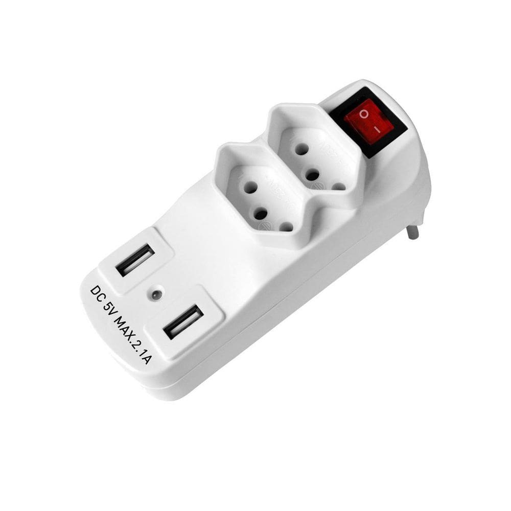 Adaptador Usb E Tomada 2 Entradas Opus