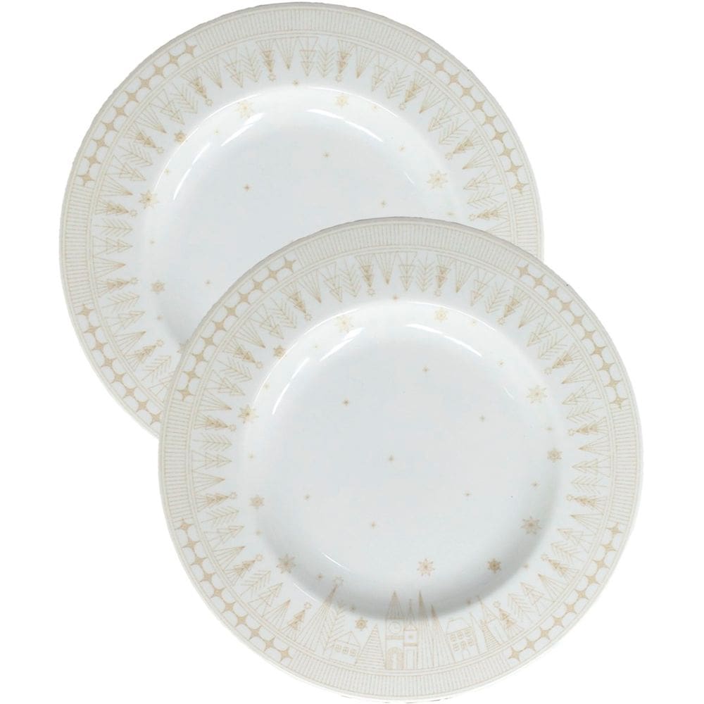 Jogo Prato Sobremesa Lanche 12Pçs 12 Pessoas Natal Noel 21cm