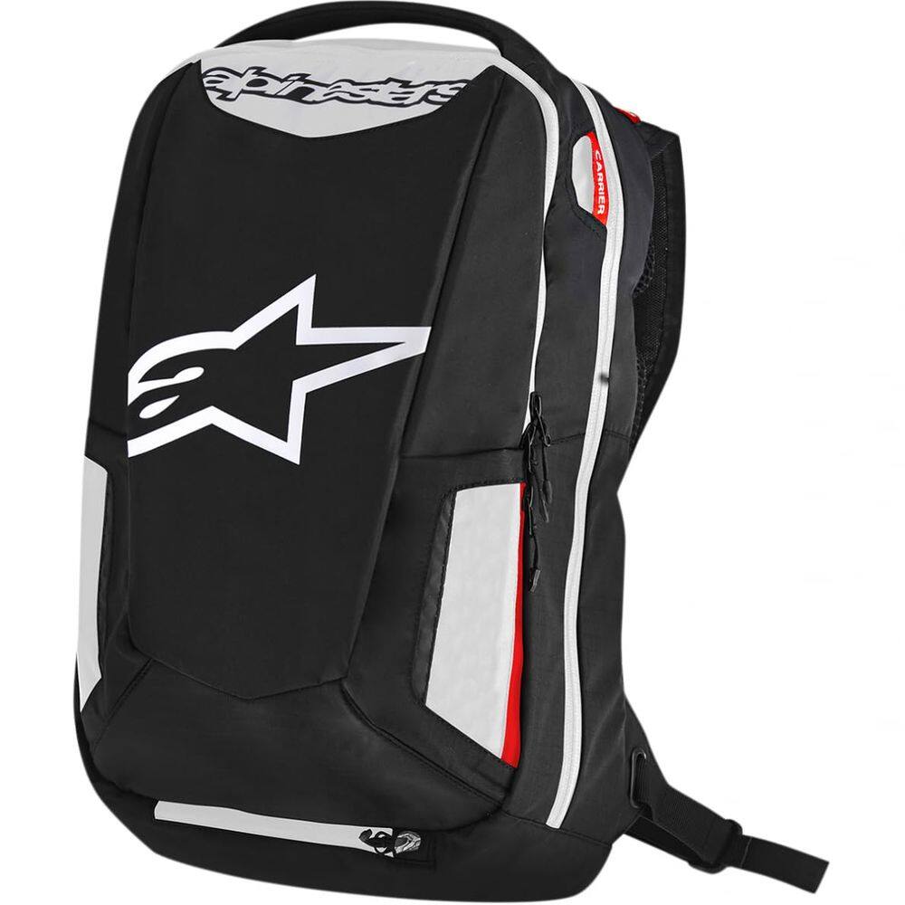 Mochila de motocicleta Alpinestars City Hunter preta branca vermelha
