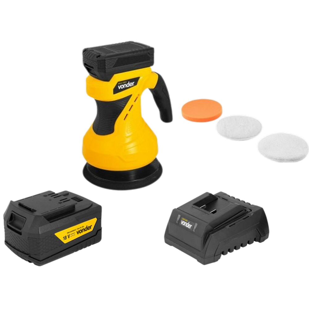 Politriz roto-orbital VONDER IPLV 1821 + 1 bateria 18V 2Ah