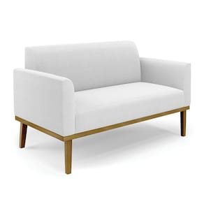 Sofá 2 Lugares Namoradeira Madeira Castanho Marisa Bouclê Off White D03 - D`Rossi