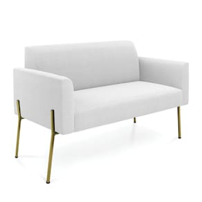 Sofá 2 Lugares Namoradeira Pé Ferro Dourado Marisa Bouclê Off White D03 - D`Rossi