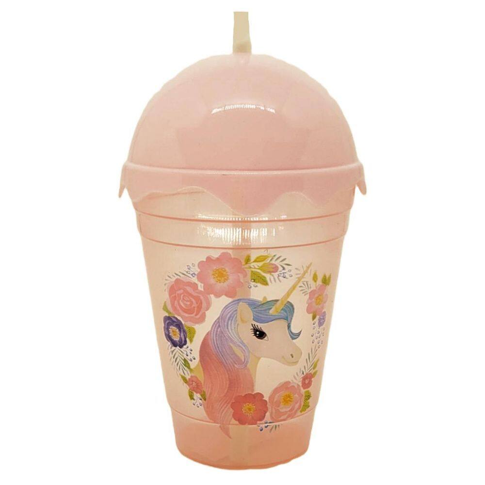Copo Twister Shake Unicórnio 450 Ml Wincy Tampa E Canudo