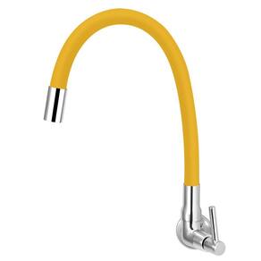 Torneira Cozinha De Parede Tubo Gourmet Flexível Amarelo