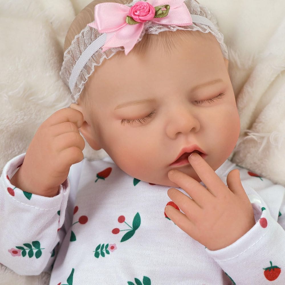 Boneca Reborn BABESIDE Girl 43 cm de tecido e corpo dormindo