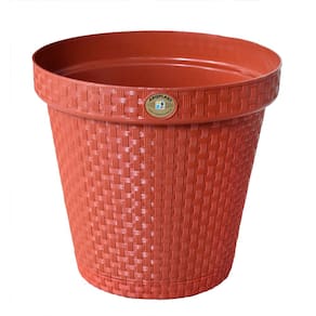 Vaso de Plantas Redondo com Prato Rattan 36 Litros Terra Cota Arqplast