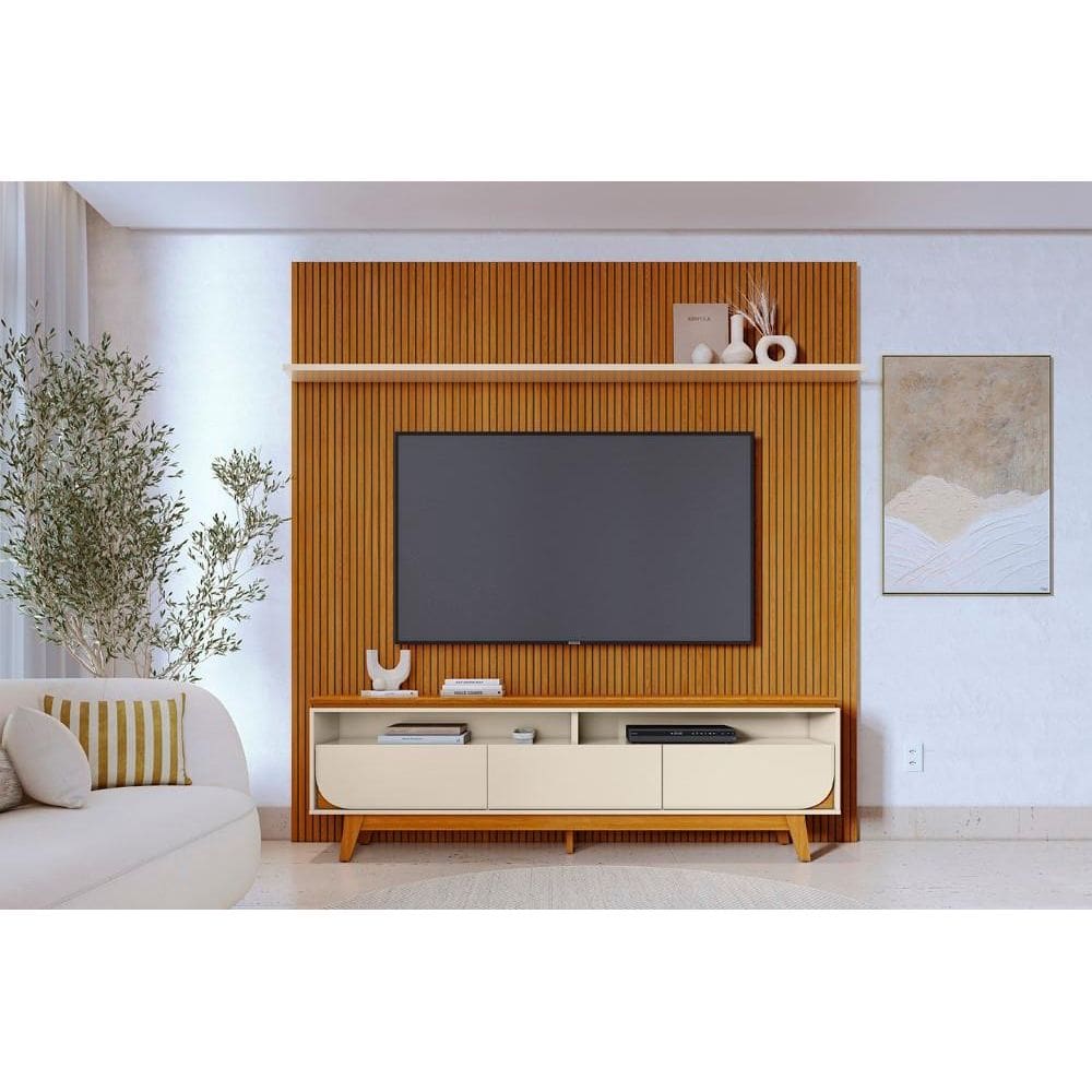 Composição Luna para TV de até 75 polegadas - Cinamomo /Off White - Madetec