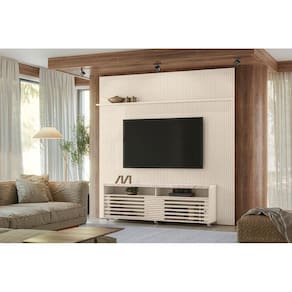 Rack+Painel Frizz New Prestige para TV de até 75 polegadas - Calacata/Off White - Madetec