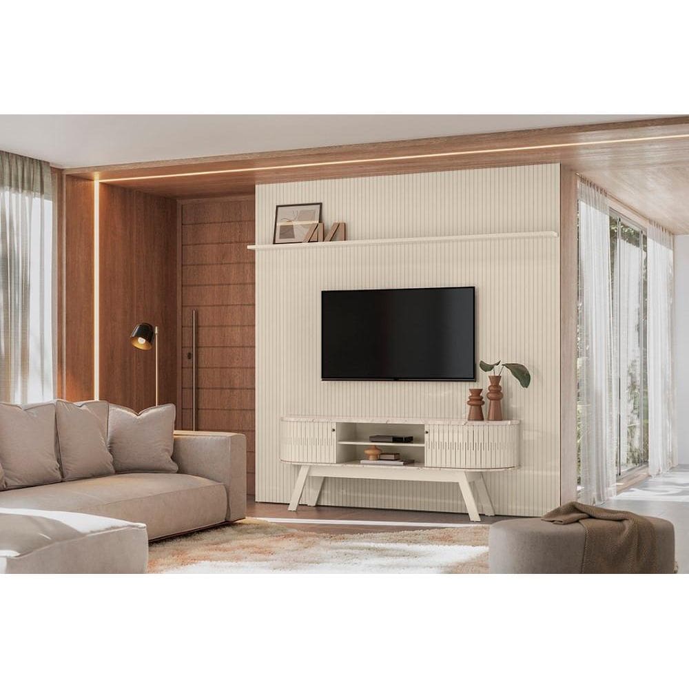 Painel com Rack New Laguna Para TV até 75 Polegadas Calacata off White - Madetec