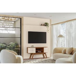 Rack com Painel New Silverstone Para TV até 65 Polegadas - Naturale /Off White - Madetec
