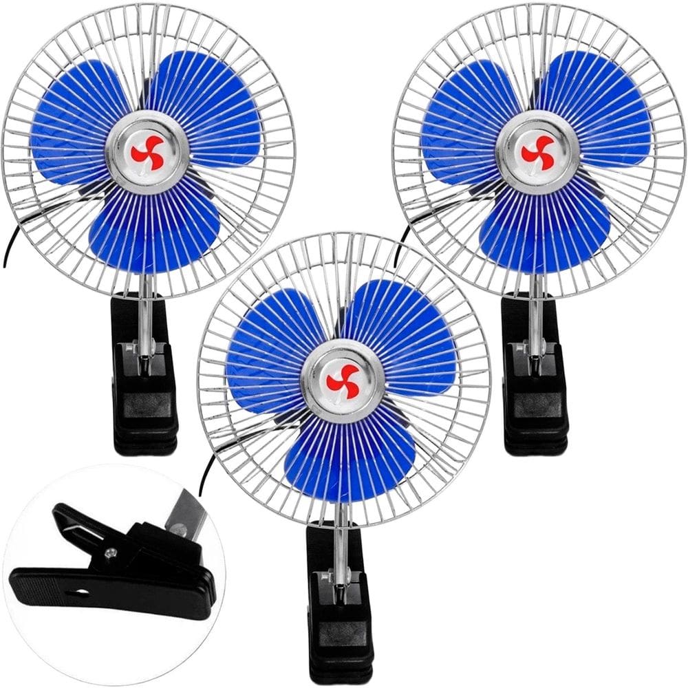 Kit 3 Mini Ventilador Veicular Carro Caminhão Ônibus De 15cm