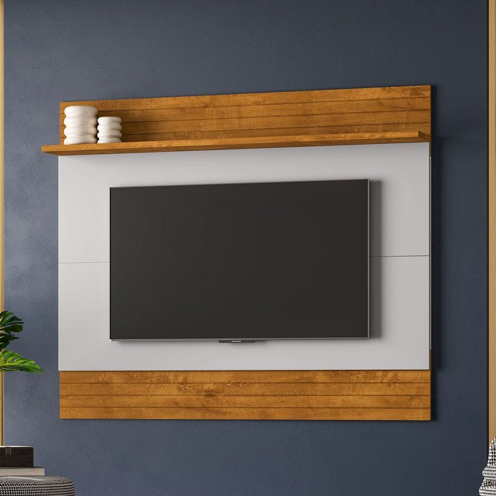 Painel para TV Até 65 Polegadas Aruana 1 Prateleira Naturallle/Off White - Móveis Bechara