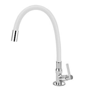 Torneira Cozinha De Mesa Tubo Gourmet Flexível Branco