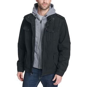 Jaqueta Levi`s Washed Cotton Military com capuz removível preta