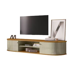 Rack Bancada Suspensa para TV 75 Polegadas 183cm Onix Cumaru/Opala - Pallazio