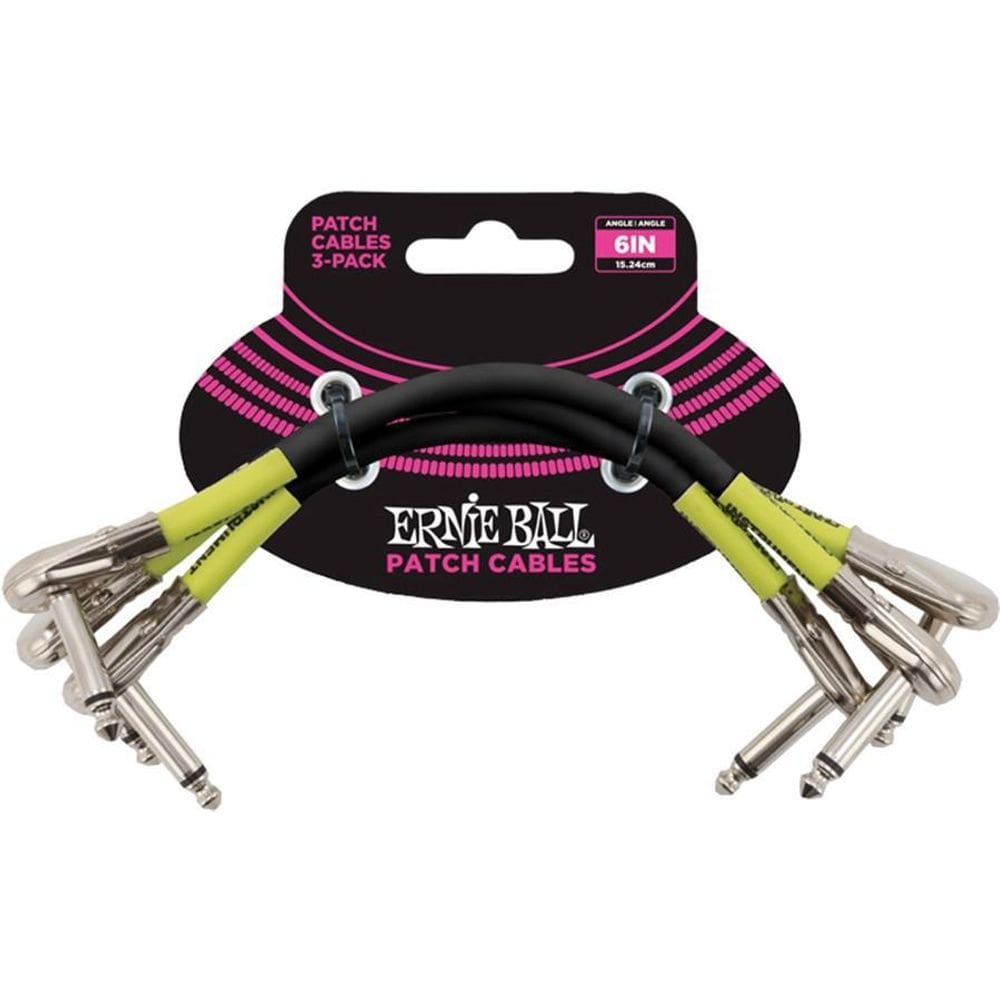 Kit 3 Peças Cabos Para Pedais 15,24Cm P90 Ernie Ball Preto