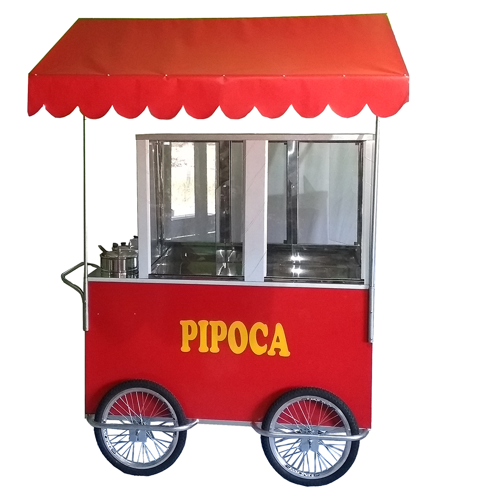 Carrinho de pipoca com 3 divisões com 4 rodas pneumática aro 20 Mod 4255